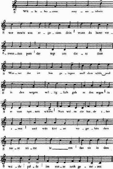 Нейдхарт фон Рейенталь (XIII в.). Minnelied «Willekommen Mayenschein»
